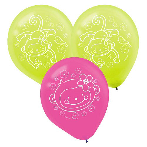 Monkey Love Latex Balloon 12in, 6pcs Balloons & Streamers - Party Centre