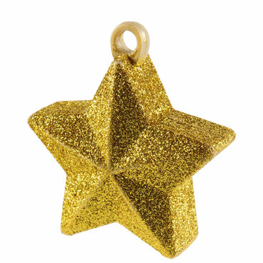 Gold Glitter Star Balloon Weight 6oz Balloons & Streamers - Party Centre