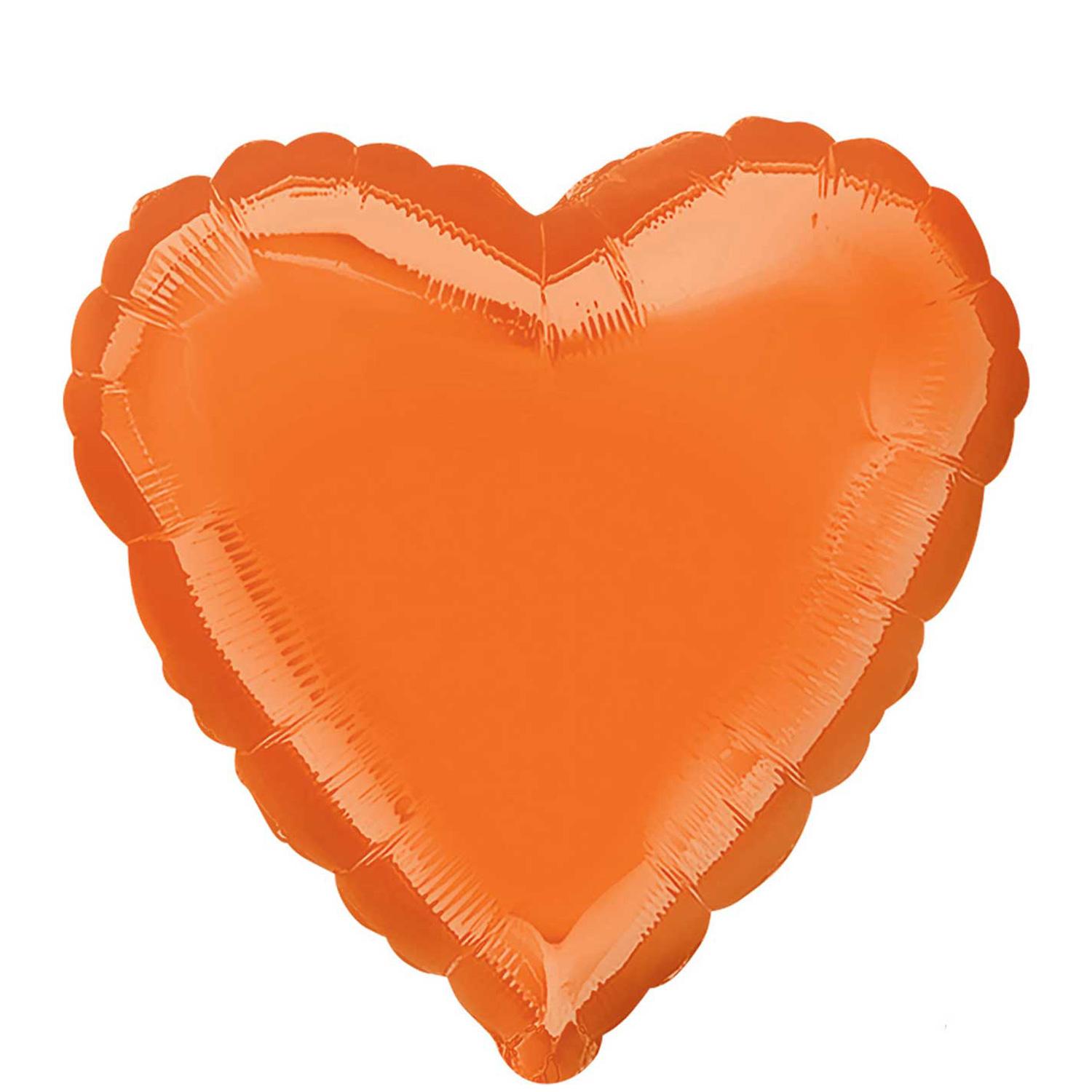 Metallic Orange Heart Foil Balloon 18in Balloons & Streamers - Party Centre