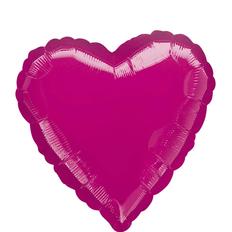 Metallic Fucshia Heart Foil Balloon 18in Balloons & Streamers - Party Centre