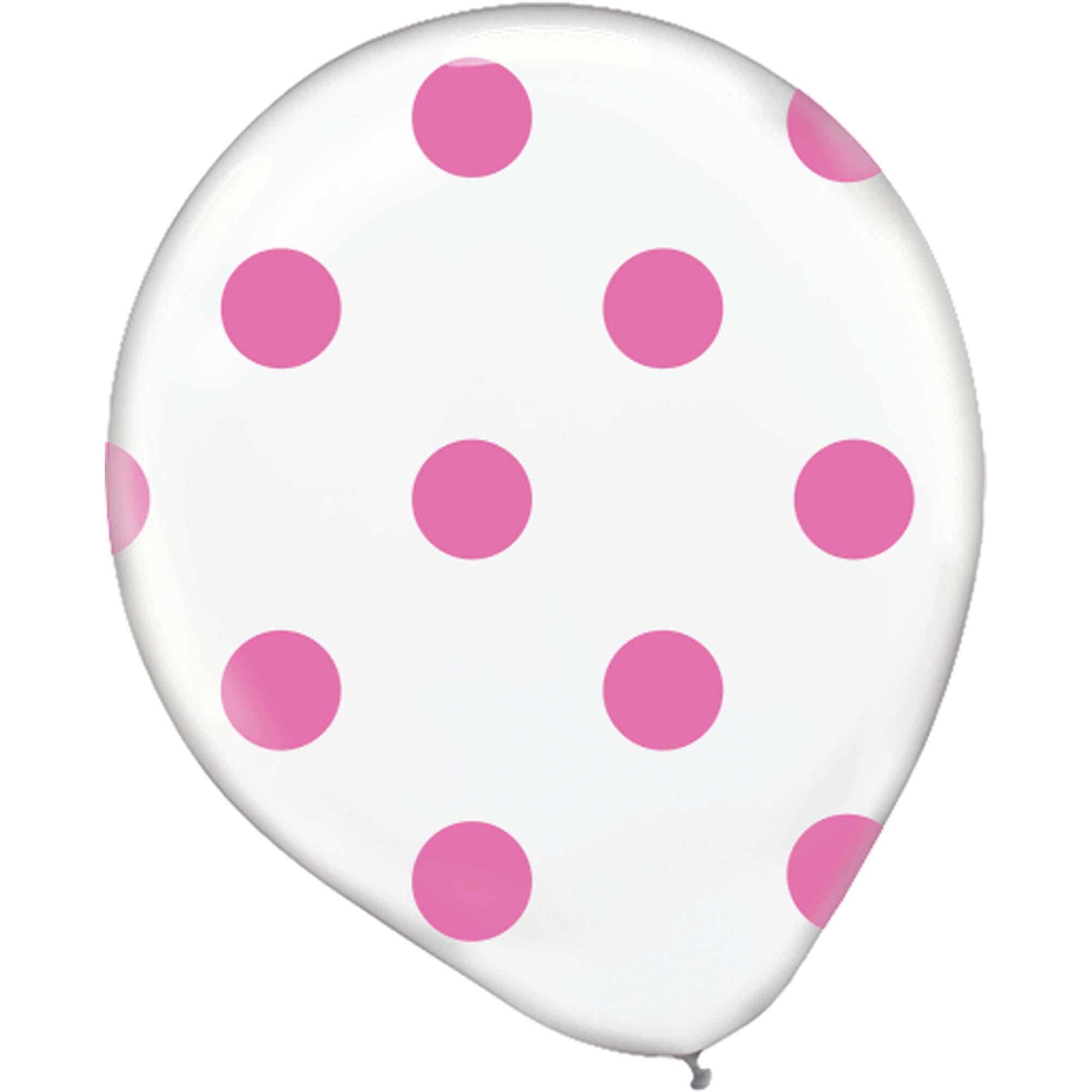 Bright Pink Polka Dot Latex Balloon 20ct Balloons & Streamers - Party Centre
