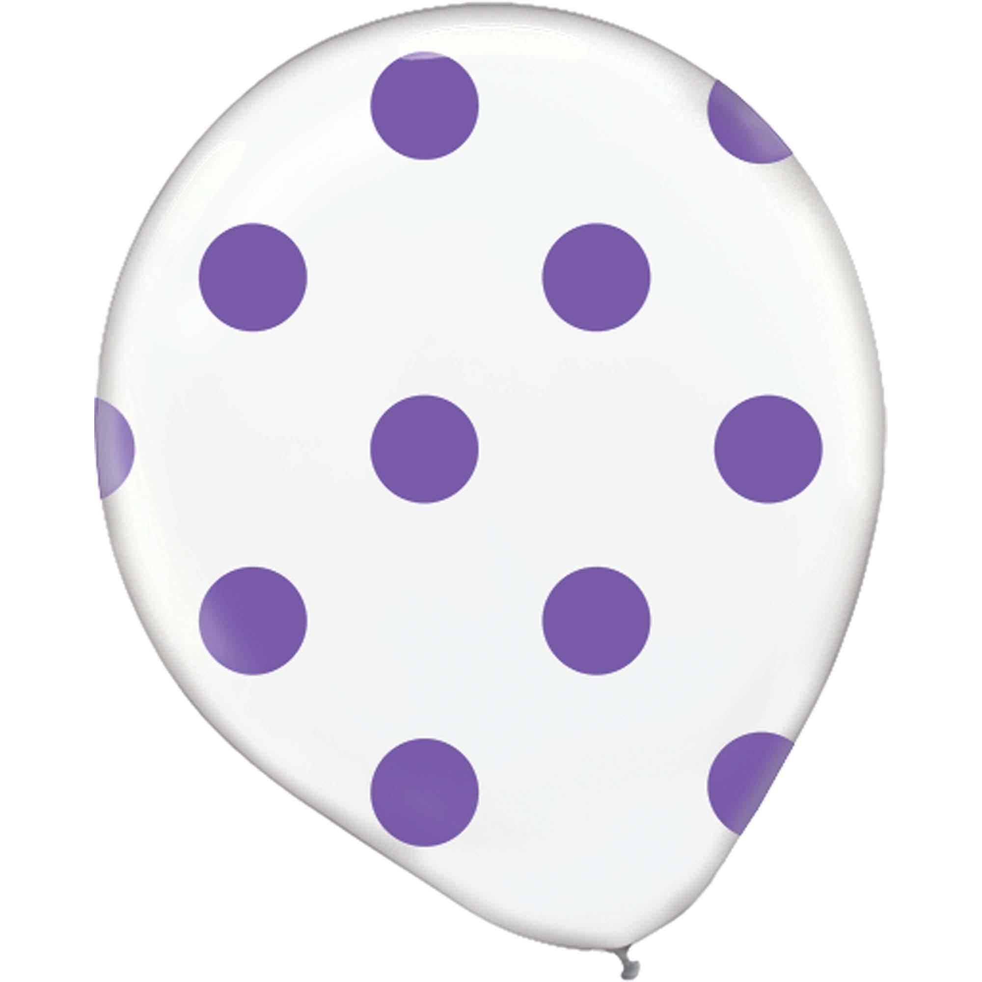 New Purple Polka Dot Latex Balloon 20ct Balloons & Streamers - Party Centre