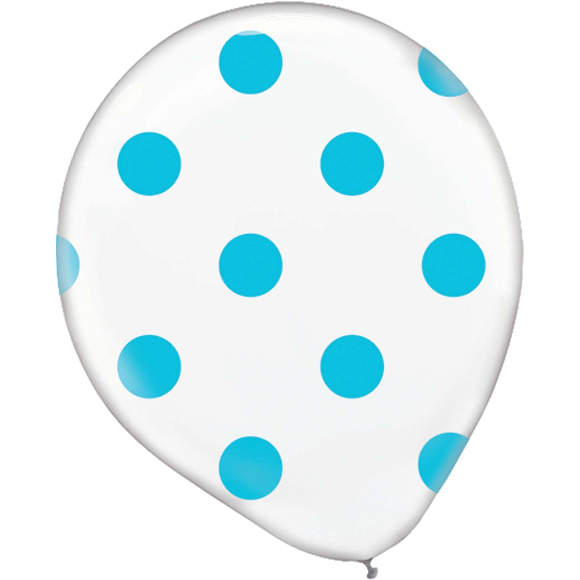 Caribbean Blue Polka Dot Latex Balloon 20ct Balloons & Streamers - Party Centre