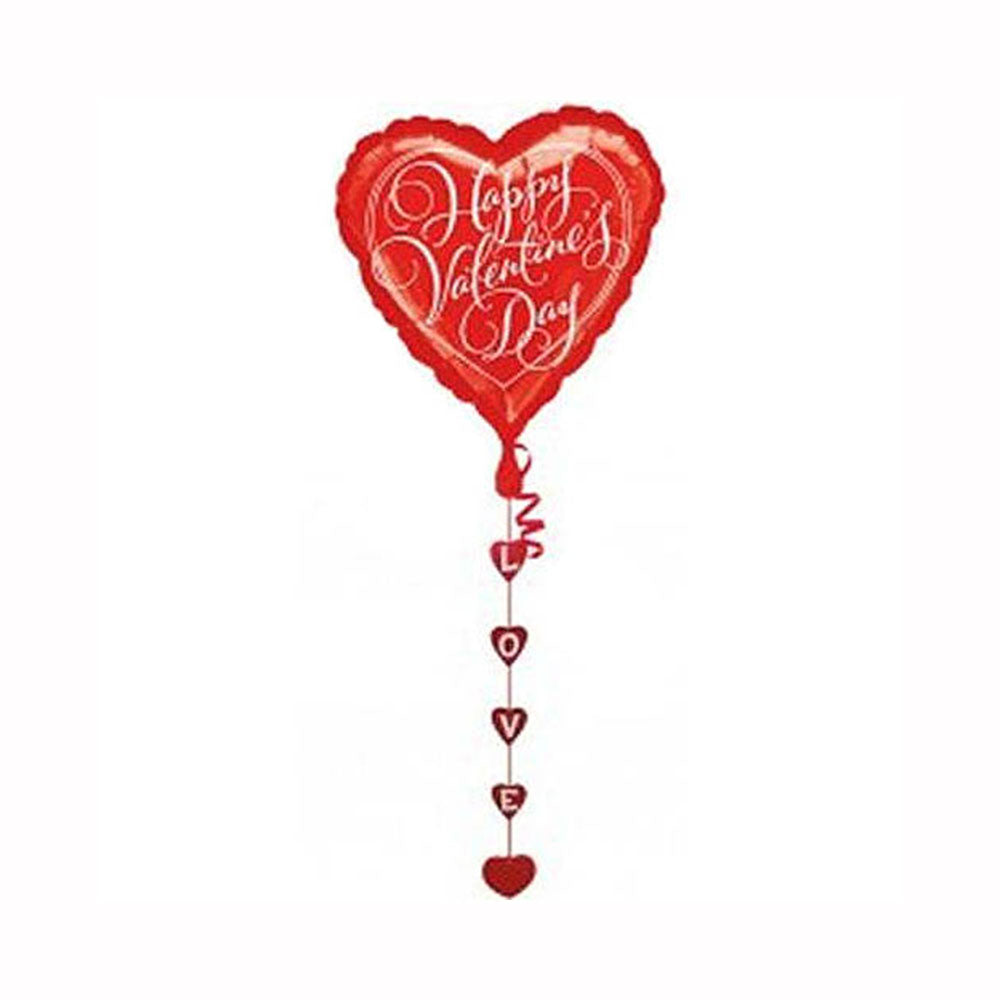 Valentine Script Drop-A-Line Balloon 32in Balloons & Streamers - Party Centre