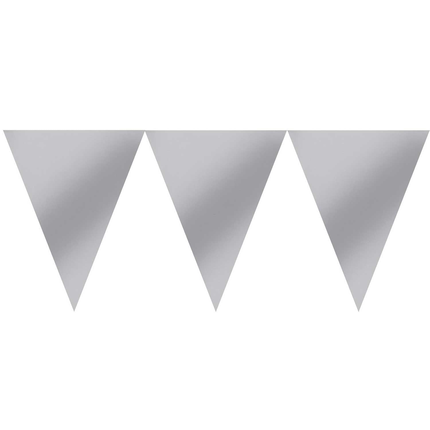 Silver Paper Pennant Banner 15ft Decorations - Party Centre