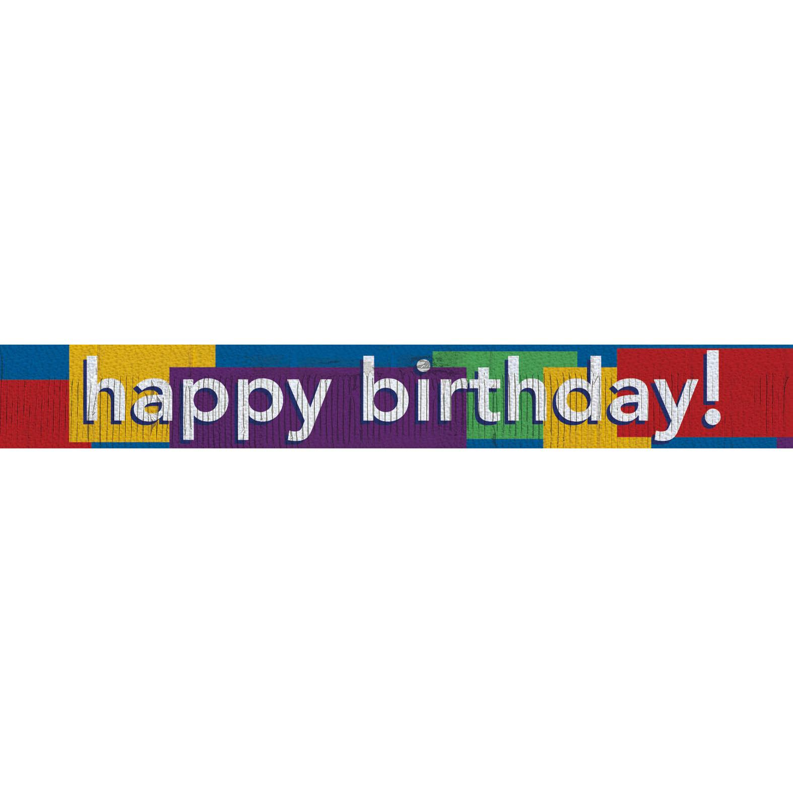 Happy Birthday Prismatic Fringe Banner 5ft x 8in Decorations - Party Centre