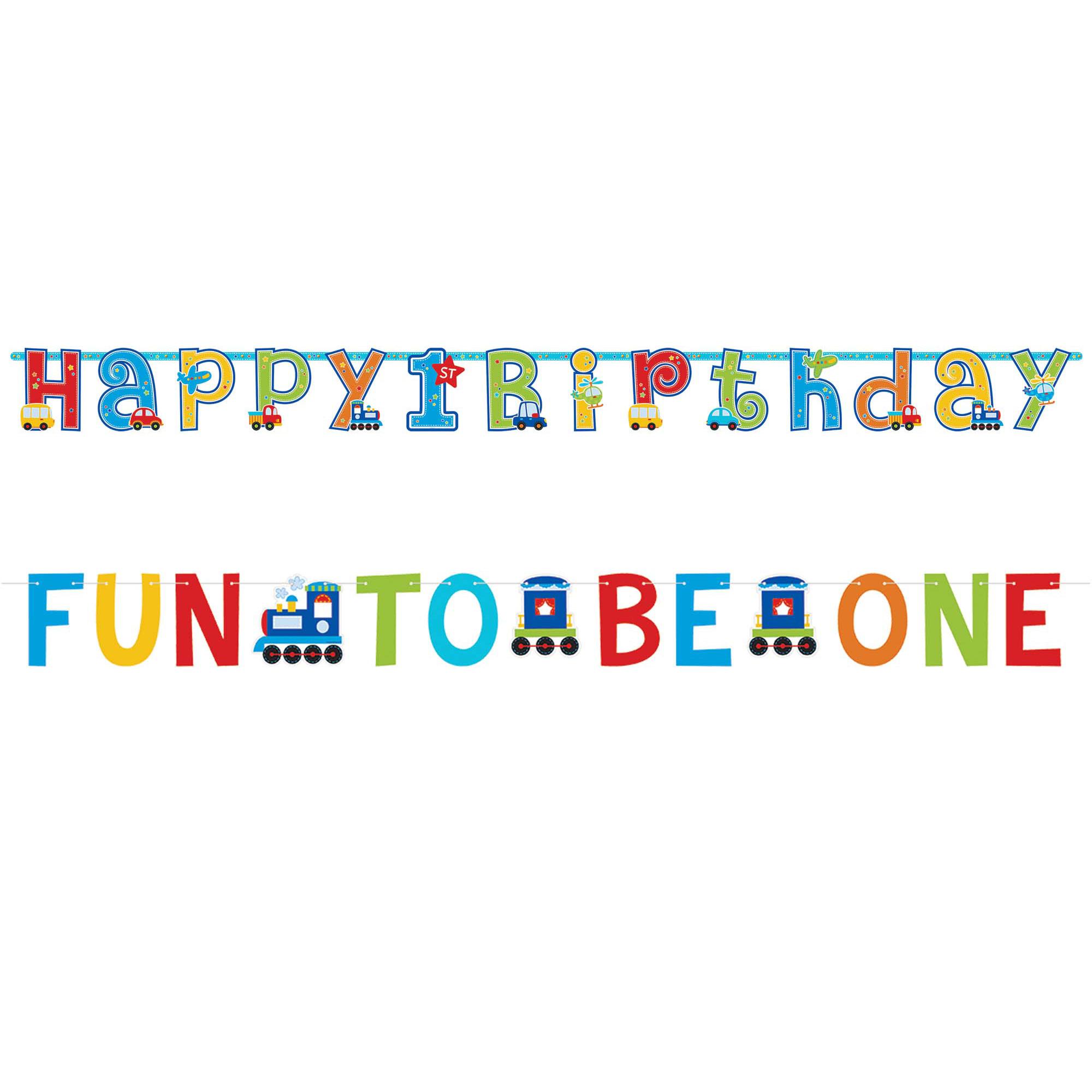 All Aboard Birthday Letter Banners Combination 2pcs Decorations - Party Centre