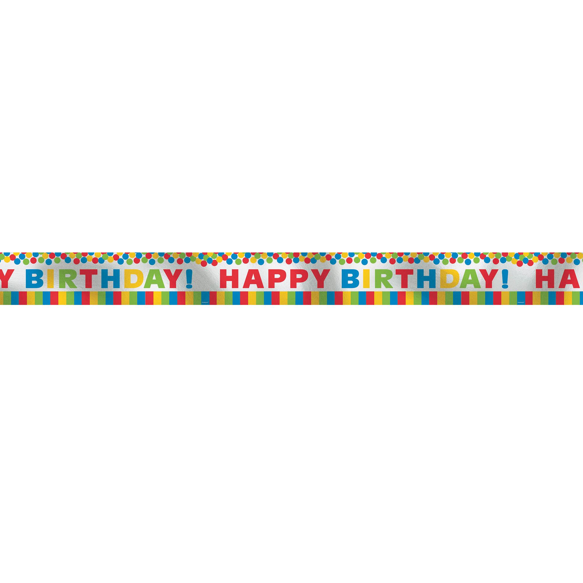Primary Rainbow Happy Birthday Foil Banner 25ft Decorations - Party Centre