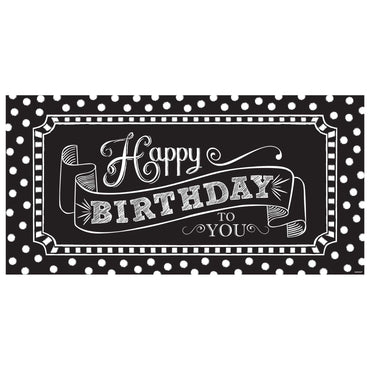 Black & White Happy Birthday Party Sign Decorations - Party Centre