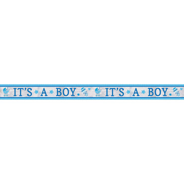 Baby Boy Foil Banner Decorations - Party Centre