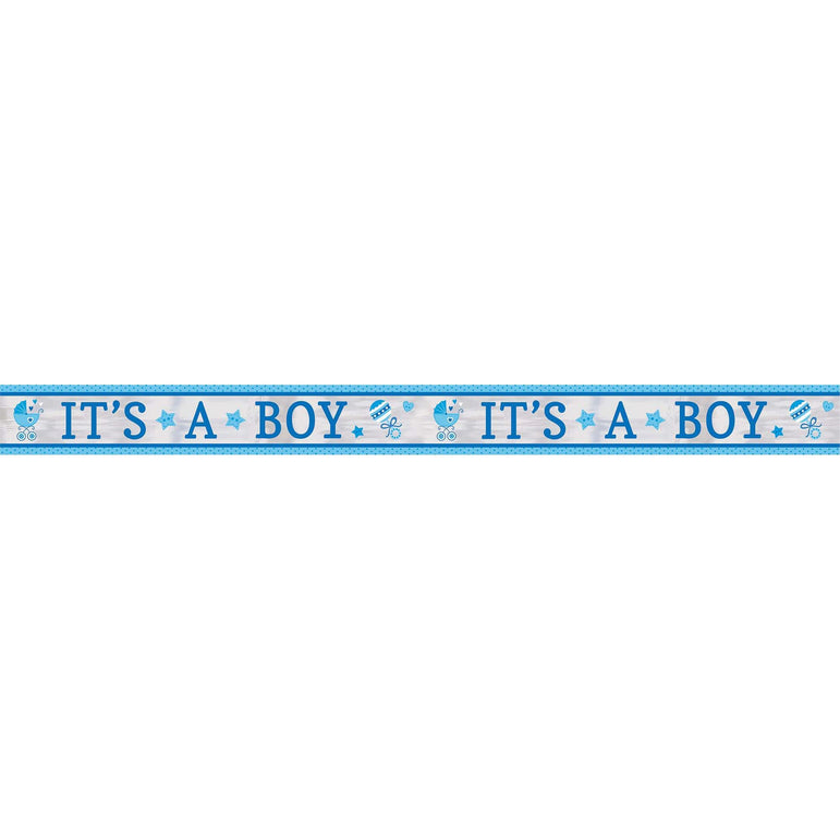 Baby Boy Foil Banner Decorations - Party Centre