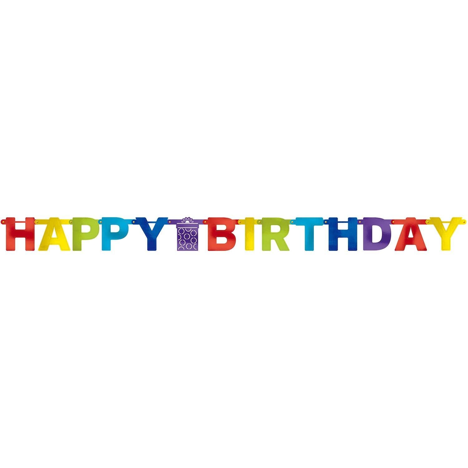 Bright Birthday Foil Letter Banner 220cm Decorations - Party Centre