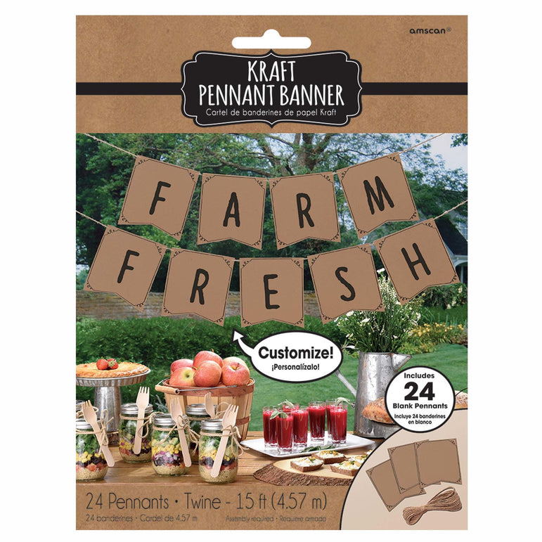 Kraft Paper Pennant Banner Decorations - Party Centre