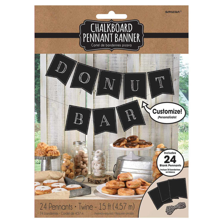 Chalkboard Paper Pennant Banner Decorations - Party Centre