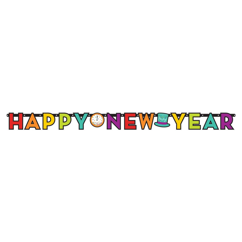 Happy New Year Letter Banner 4pcs Decorations - Party Centre
