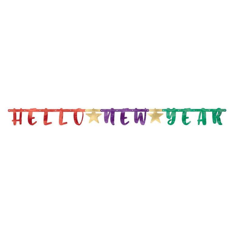 Happy New Year Letter Banner 4pcs Decorations - Party Centre