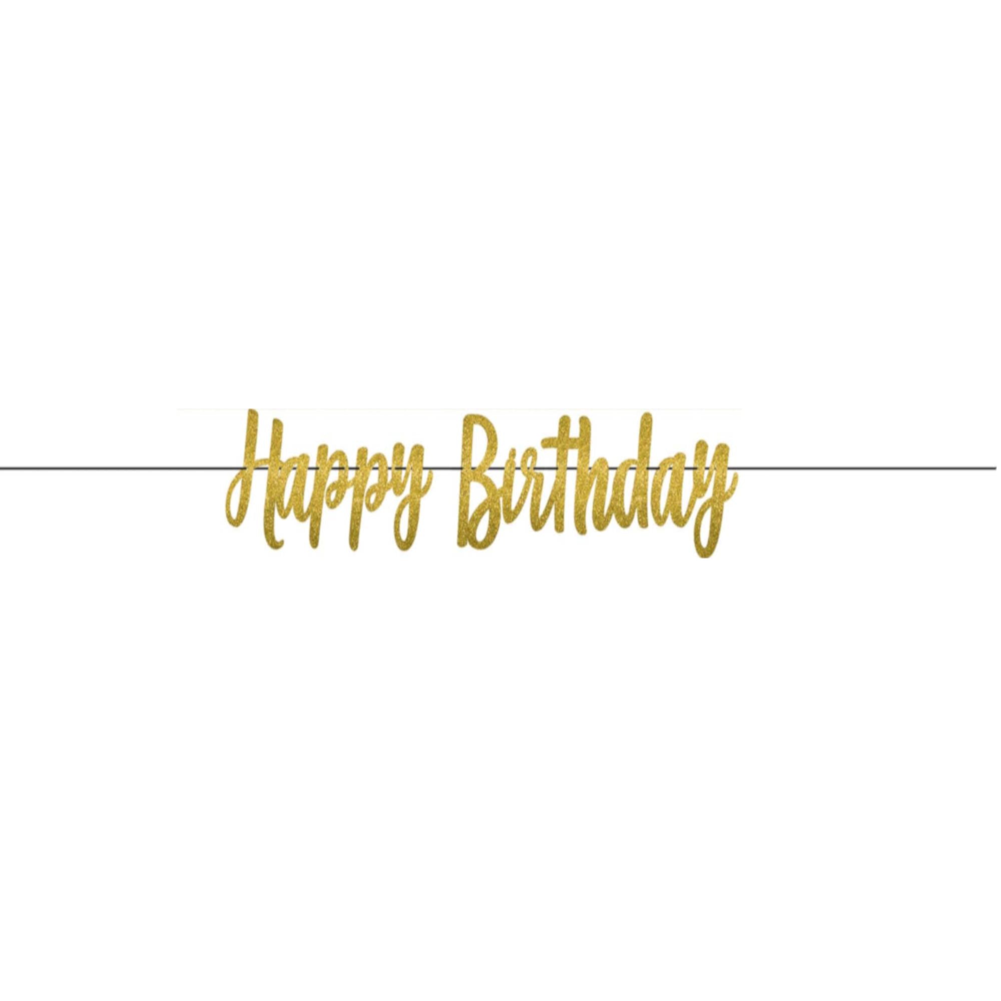 Gold Birthday Letter Banner-Glitter Paper 12ft Decorations - Party Centre