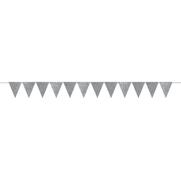 Sparkle Silver Large Paper Pennant Banner