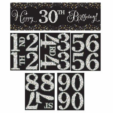 Sparkling Celebration Add-Any-Age Giant Banner Kit Decorations - Party Centre
