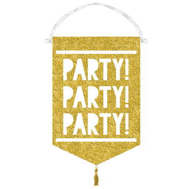 Signs Of The Times Banner Glitter Canvas Decorations - Party Centre