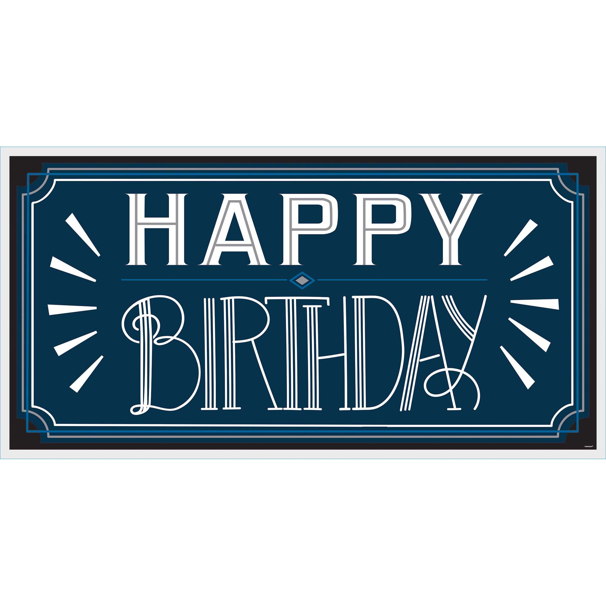 Happy Birthday Man Large Horizontal Plastic Banner Decorations - Party Centre