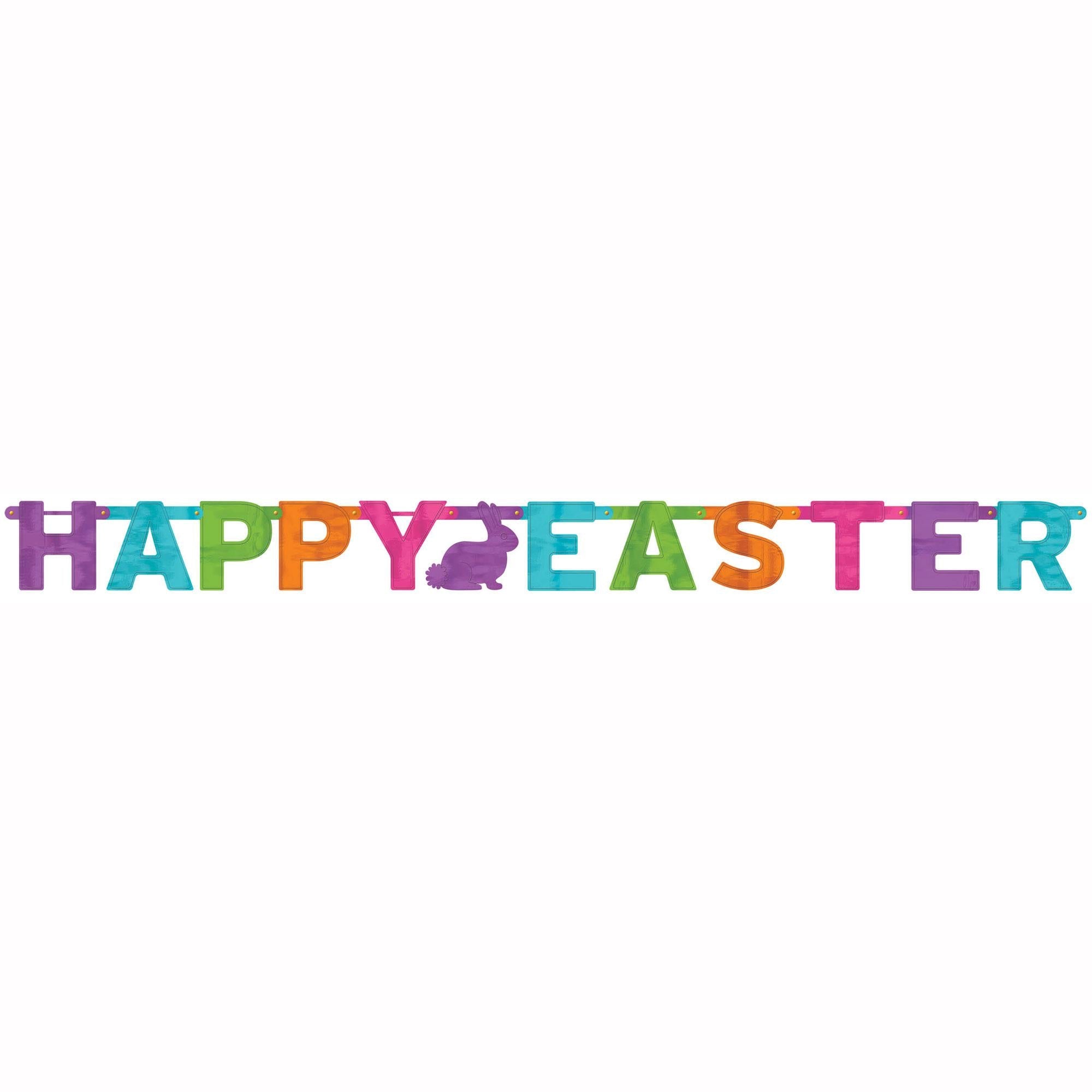 Happy Easter Large Foil Letter Banner Decorations - Party Centre