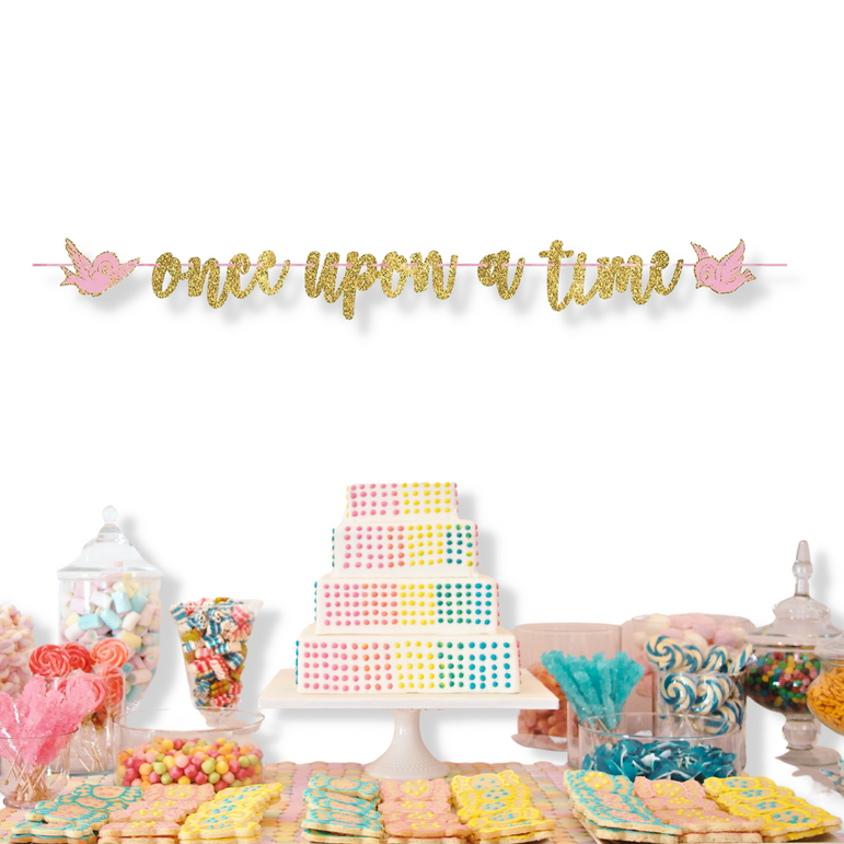 Once Upon A Time Ribbon Banner with Glitter Paper Letters