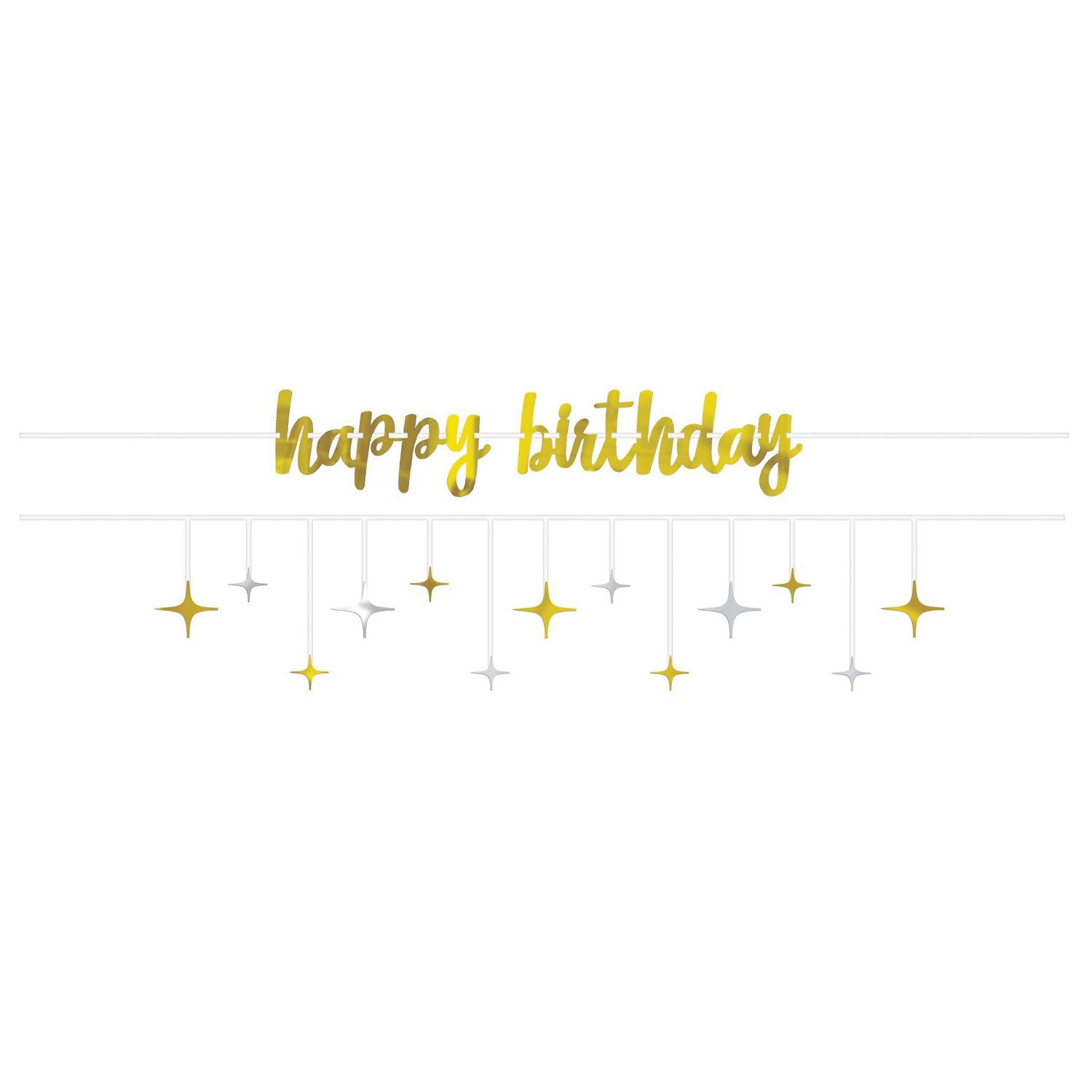 Gold And Silver Happy Birthday Banner 2pcs Decorations - Party Centre