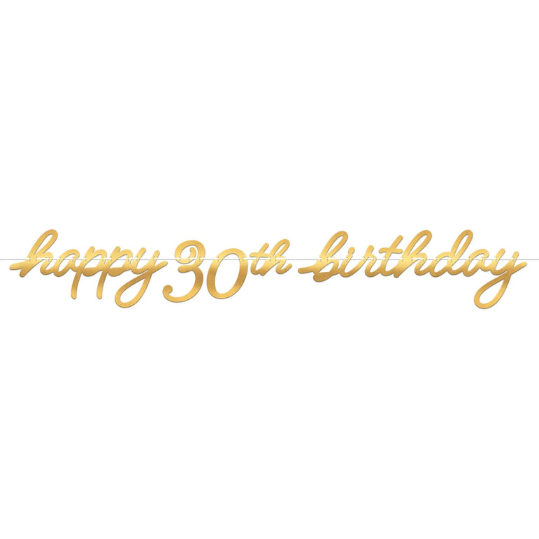 30th Golden Age Birthday Letter Banner Foil Board & Ribbon