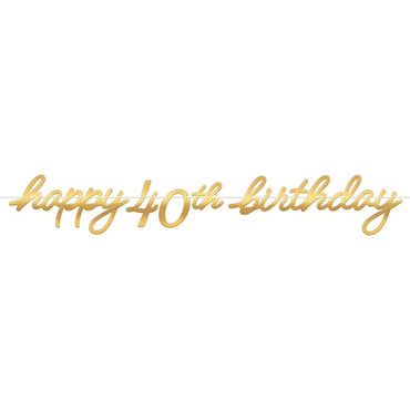 40th Golden Age Birthday Letter Banner Foil Board & Ribbon