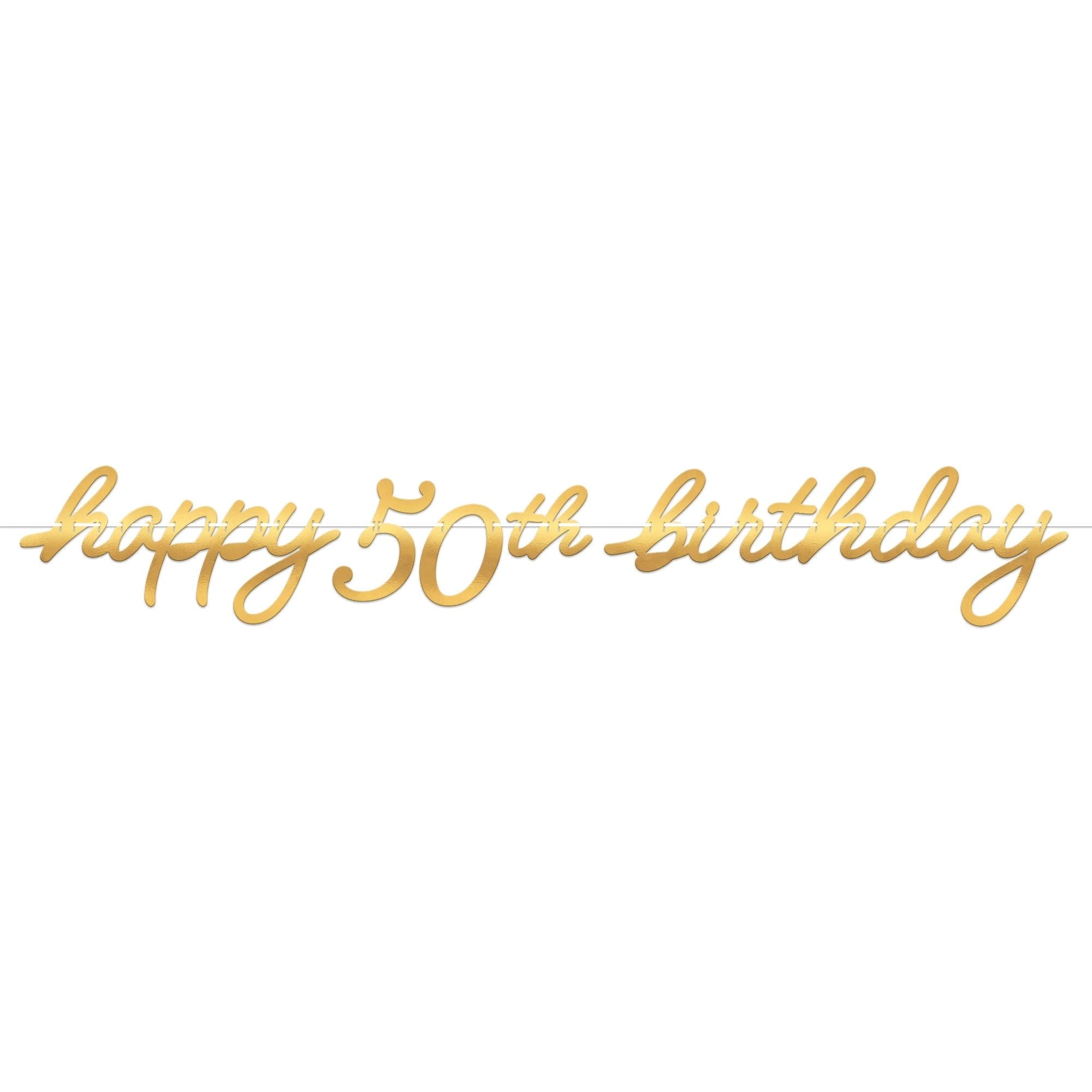 50th Golden Age Birthday Letter Banner Foil Board & Ribbon