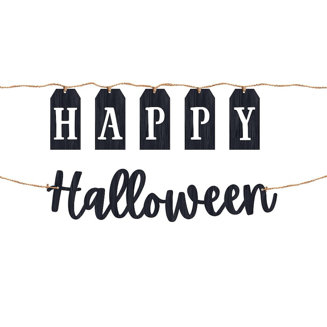 Classic Black and White Happy Halloween Banner
