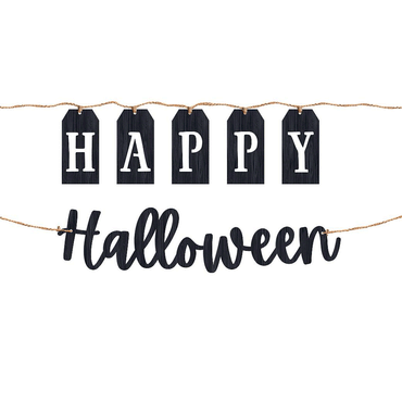 Classic Black and White Happy Halloween Banner