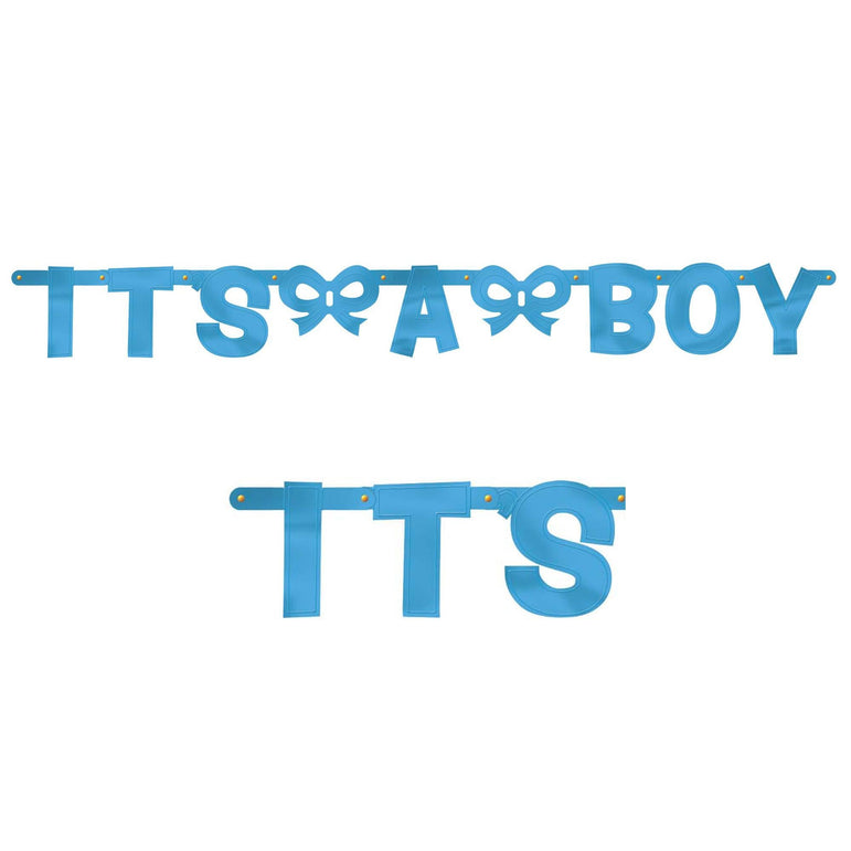 Baby Shower Boy Foil Letter Banner Decorations - Party Centre