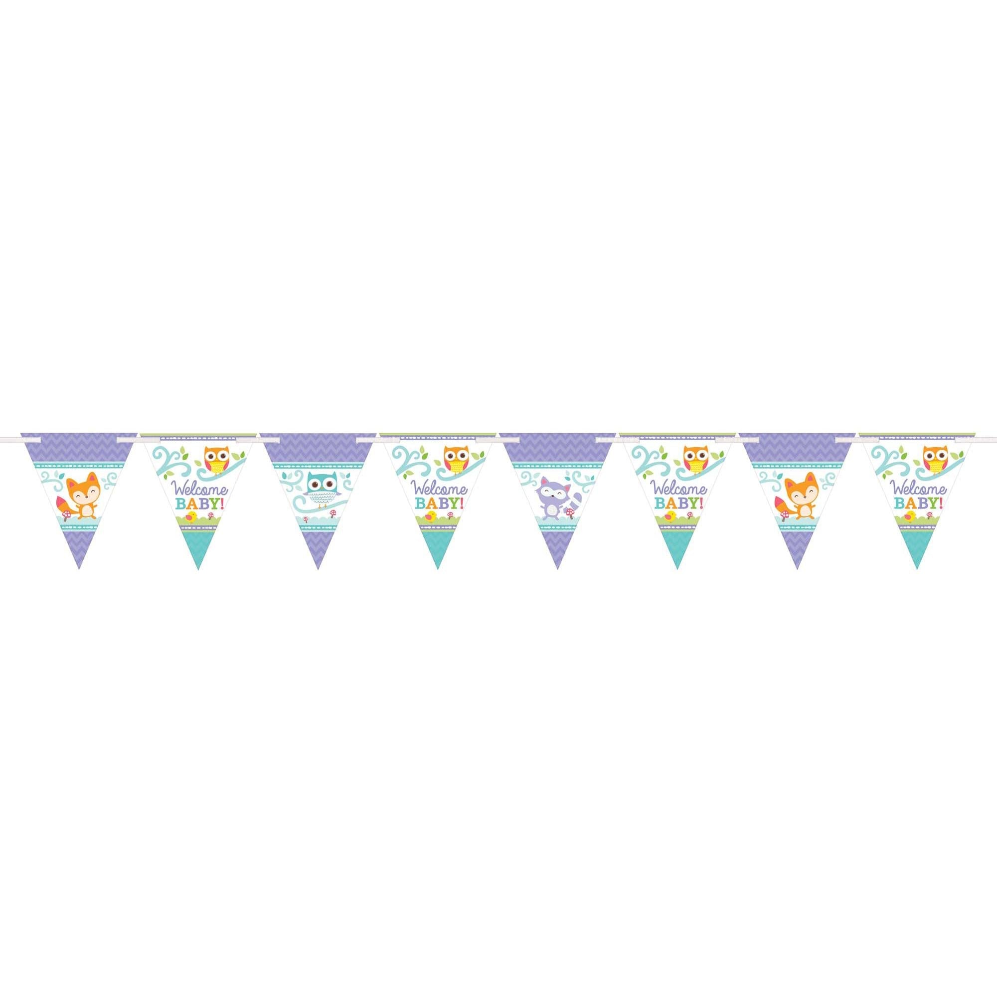 Woodland Welcome Baby Pennant Banner Decorations - Party Centre
