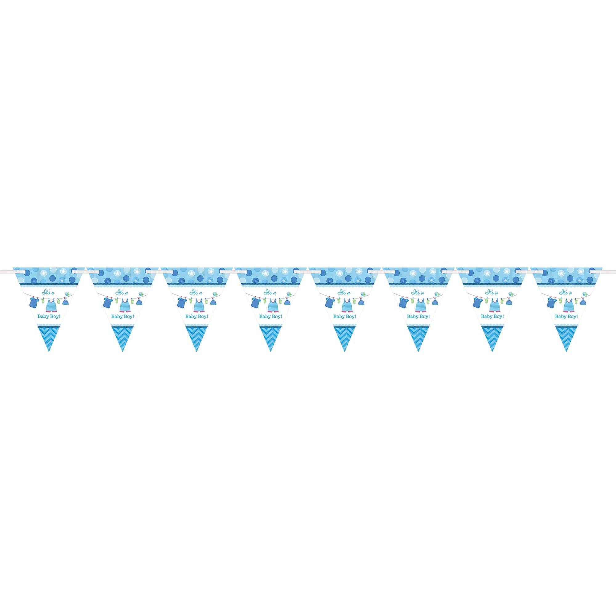 Shower With Love Boy Pennant Banner Decorations - Party Centre