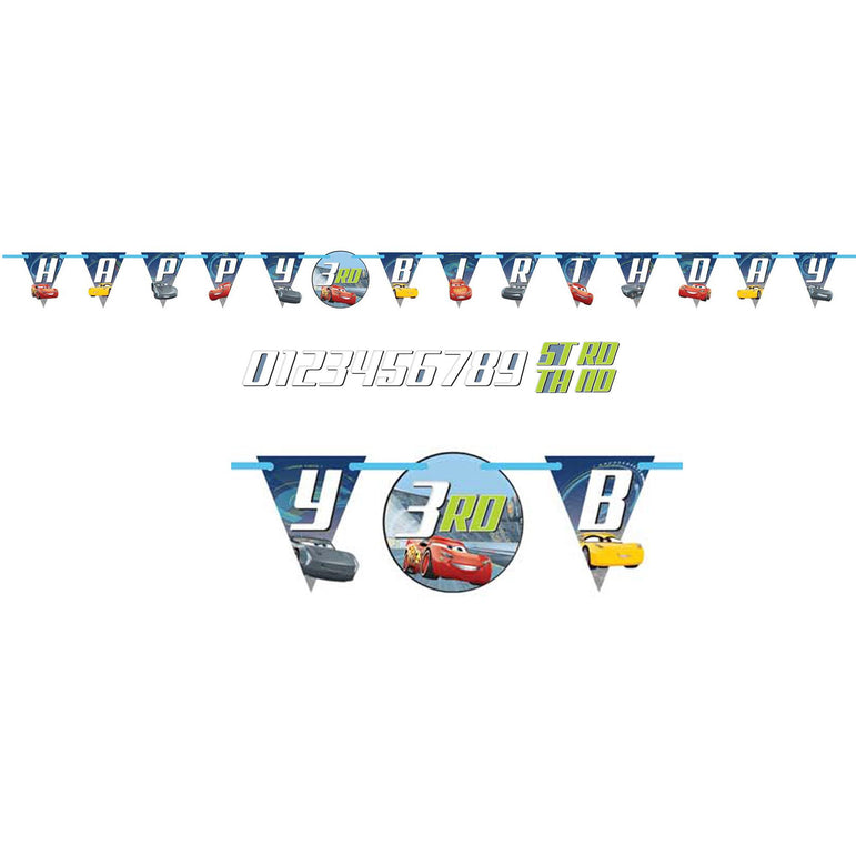 Cars 3 Jumbo  Add-An-Age Letter Banner Decorations - Party Centre