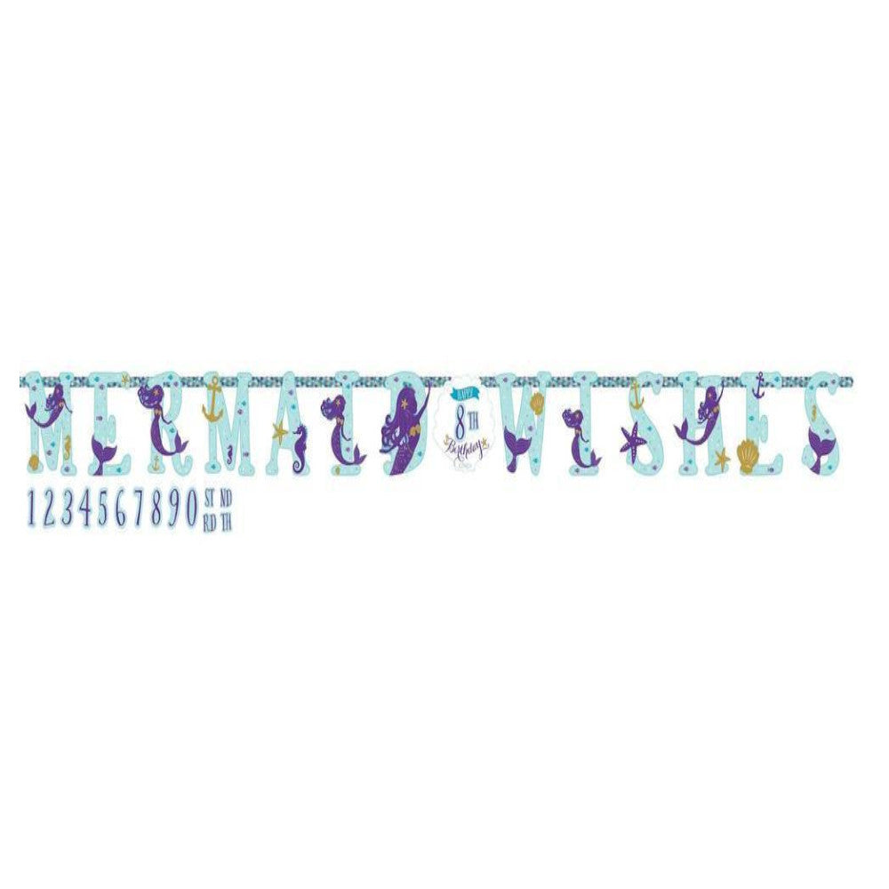 Mermaid Wishes Jumbo Add-An-Age Letter Banner Decorations - Party Centre