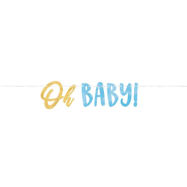 Oh Baby Boy Letter Banner 12ft x 7 1/4in Decorations - Party Centre