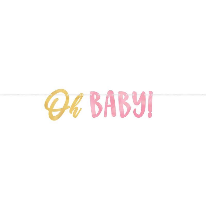 Oh Baby! Girl Foil Letters Banner Decorations - Party Centre