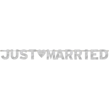 Just Married Letter Banner 5.25ft x 6.25in Decorations - Party Centre