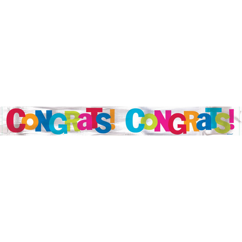 Congrats Metallic Banner 5yds Decorations - Party Centre