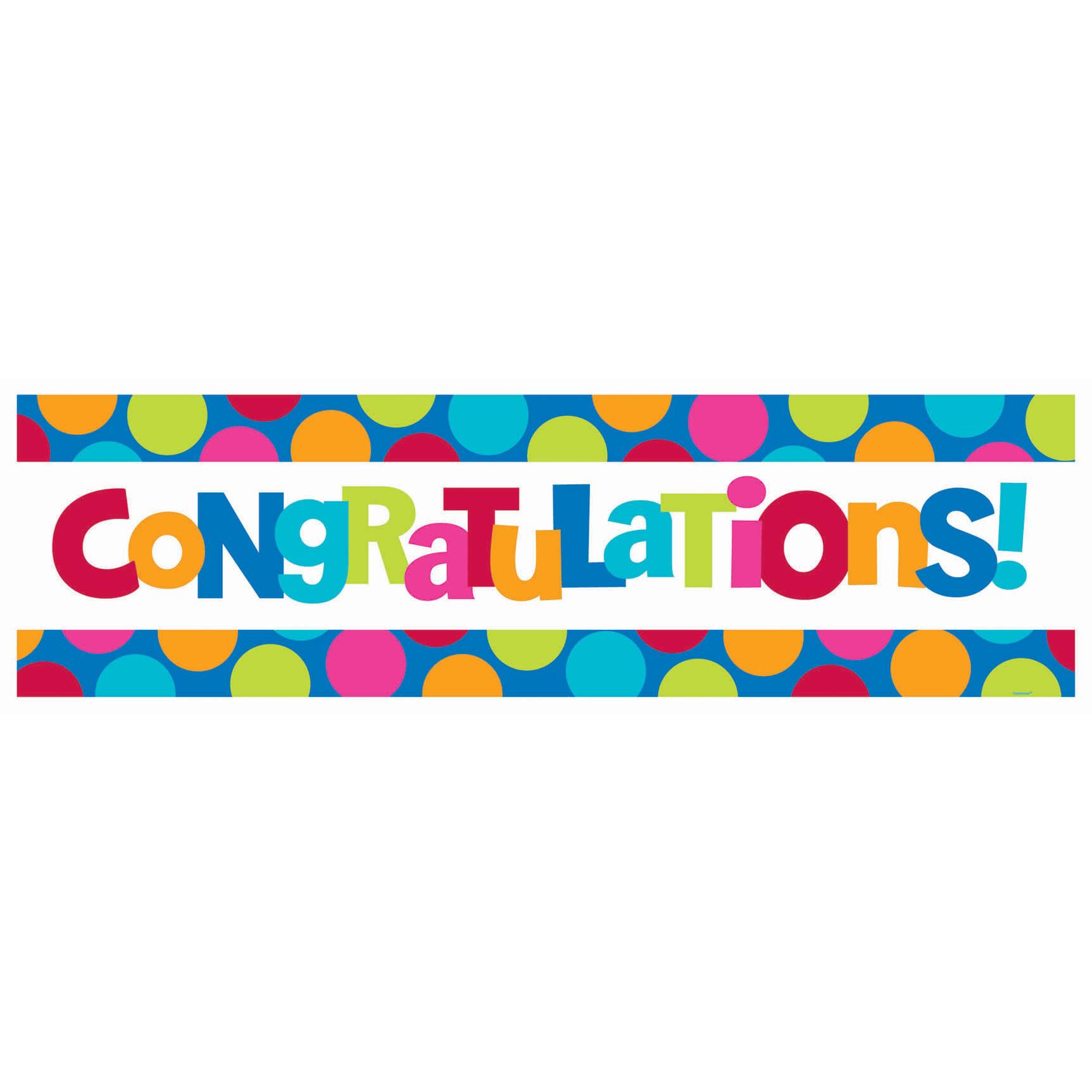 Congrats Giant Sign Banner 65 x 20in Decorations - Party Centre