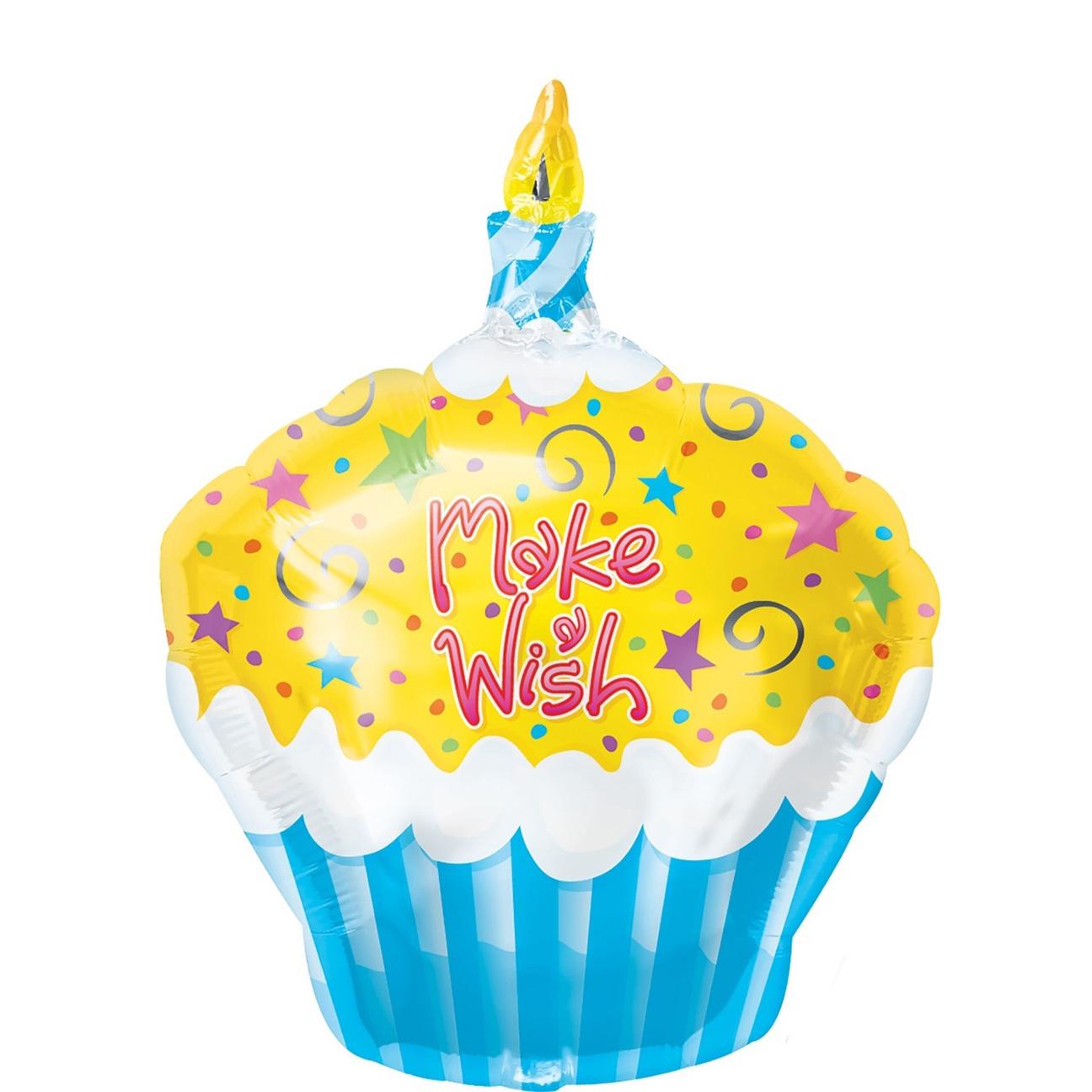 Make A Wish Cupcake Foil Balloon 18in Balloons & Streamers - Party Centre
