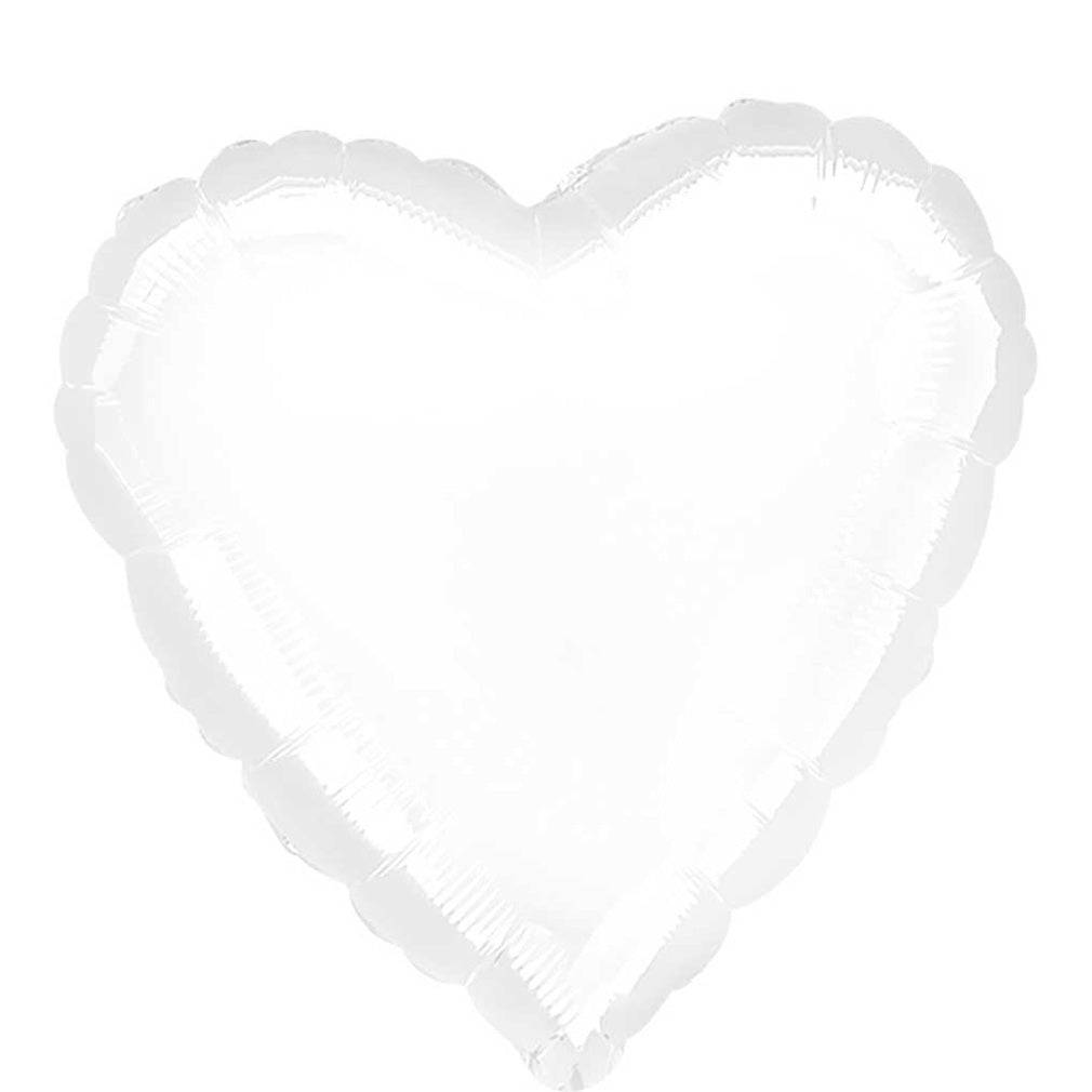 Metallic White Heart Foil Balloon 32in Balloons & Streamers - Party Centre