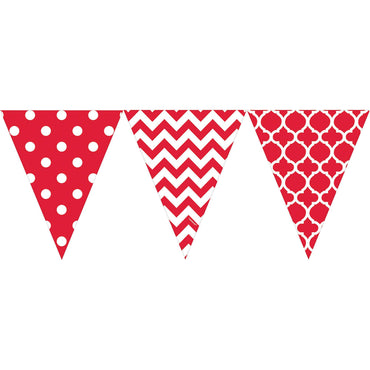 Apple Red Dots and Chevron Large Pennant Banner 12ft Decorations - Party Centre