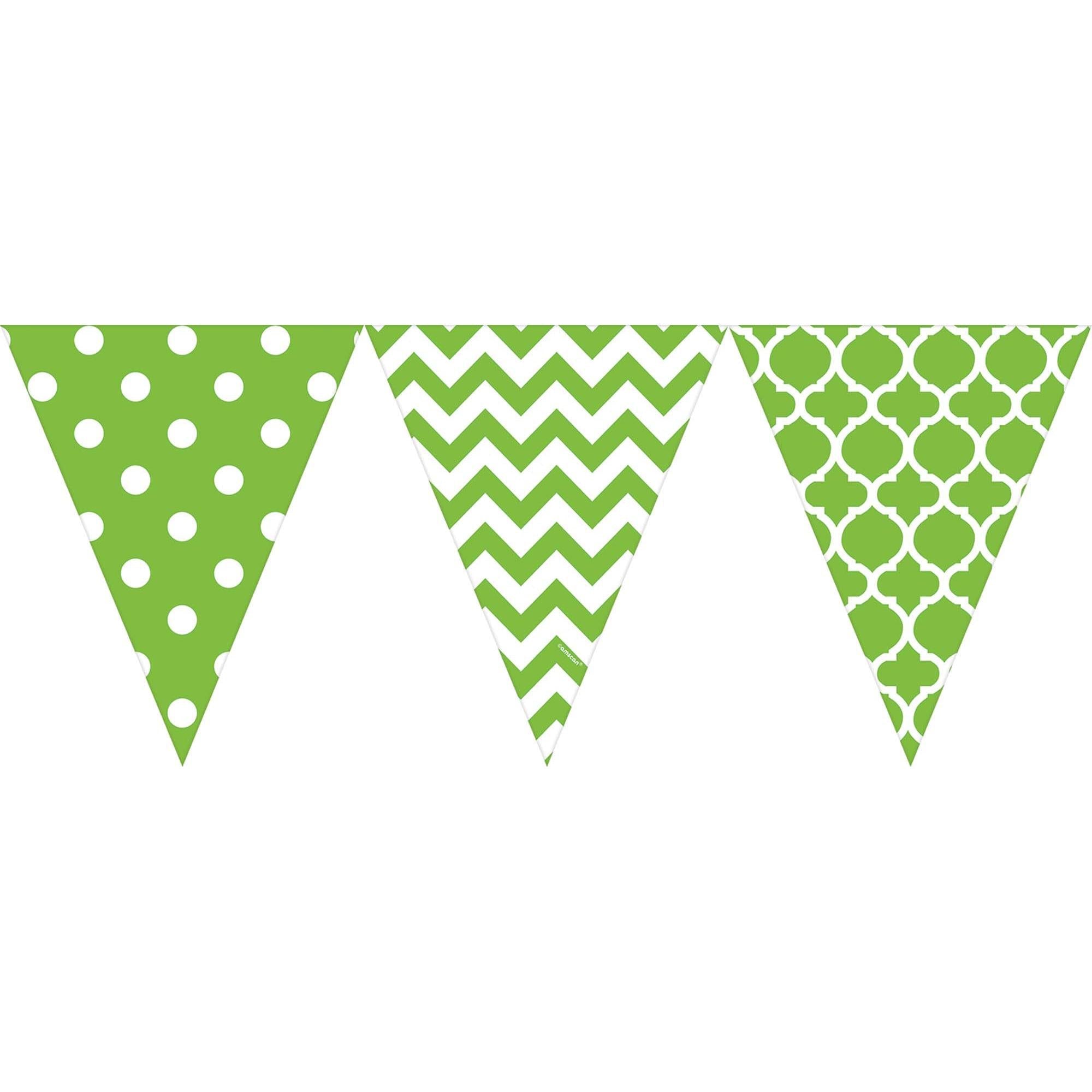Kiwi Green Dots and Chevron Large Pennant Banner 12ft Decorations - Party Centre