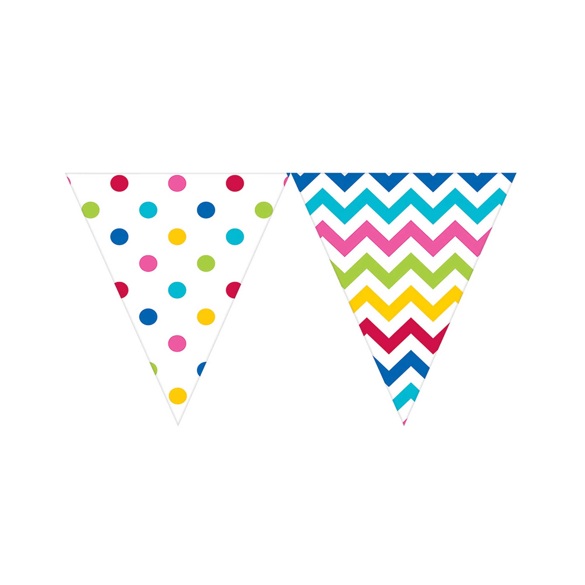 Rainbow Dots and Chevron Large Pennant Banner 12ft Decorations - Party Centre