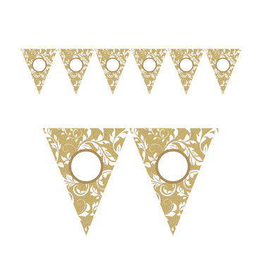 Gold Personalized Pennant Banner 24pcs Decorations - Party Centre