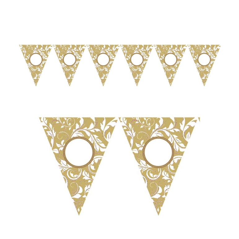 Gold Personalized Pennant Banner 24pcs Decorations - Party Centre